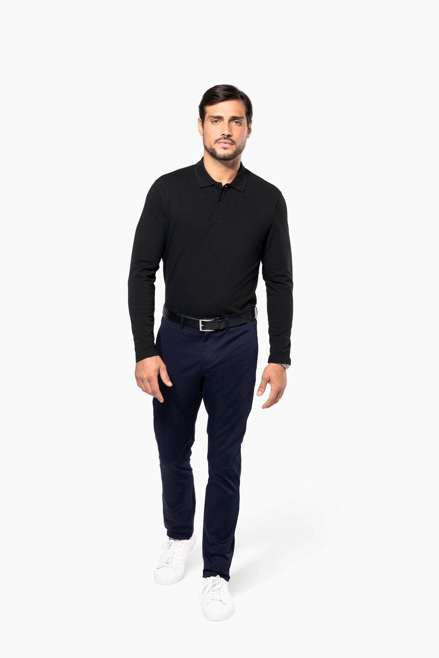 Heren premium polo met lange mouwen ideaal voor een stijlvolle en comfortabele uitstraling.