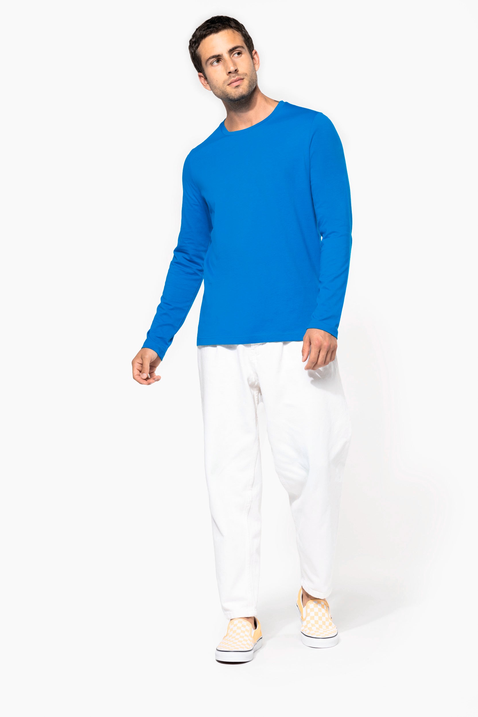 Premium heren T-shirt met lange mouwen, geschikt voor bedrukken.