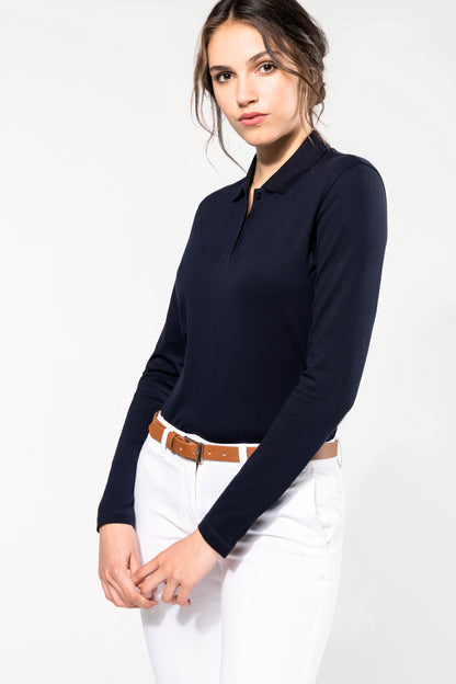 Dames premium polo met lange mouwen, ideaal voor een stijlvolle en comfortabele uitstraling.
